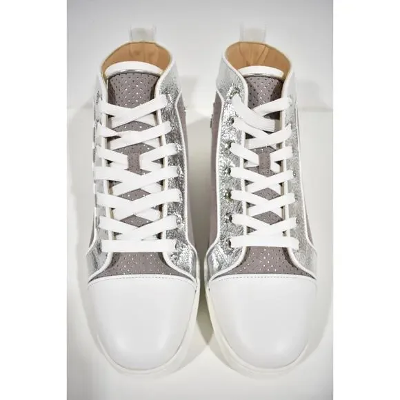 Christian Louboutin Men Louis Orlato Flat Elegant Argento High Top Sneaker 45 12